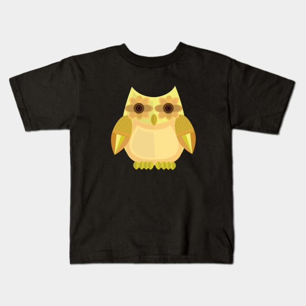 Harvest Owl - Yellow Kids T-Shirt by adamzworld